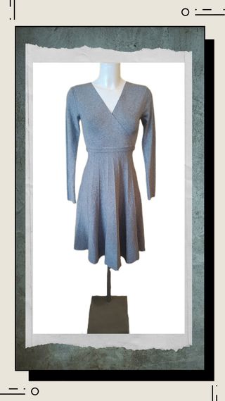 Vestido de punto gris invierno T L-XL IMPECABLE
