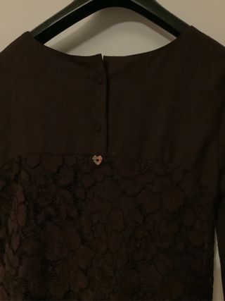 Vestito Twin-Set marrone con pizzo