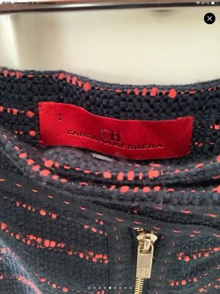 Falda tweed azul y coral