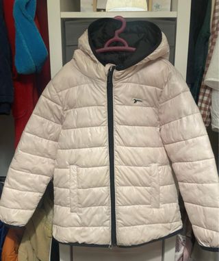 Abrigo acolchado niña rosa y negro