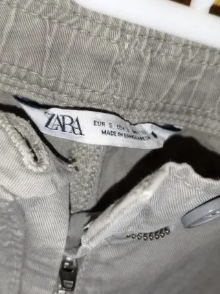 Pantalón Relax Fit Zara Talla S Militar estirable