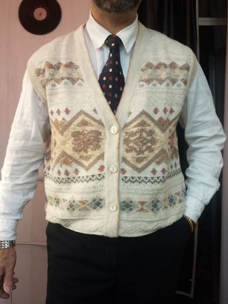 Gilet Re Artù Vintage Beige Multicolor large lino