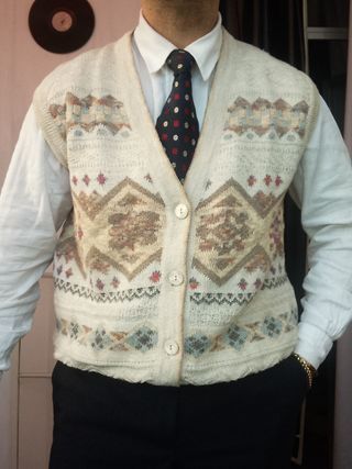 Gilet Re Artù Vintage Beige Multicolor large lino