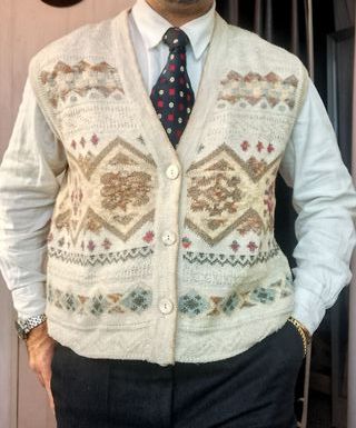 Gilet Re Artù Vintage Beige Multicolor large lino