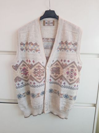 Gilet Re Artù Vintage Beige Multicolor large lino