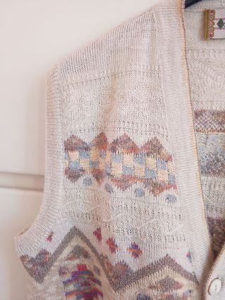 Gilet Re Artù Vintage Beige Multicolor large lino