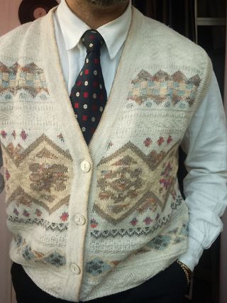 Gilet Re Artù Vintage Beige Multicolor large lino