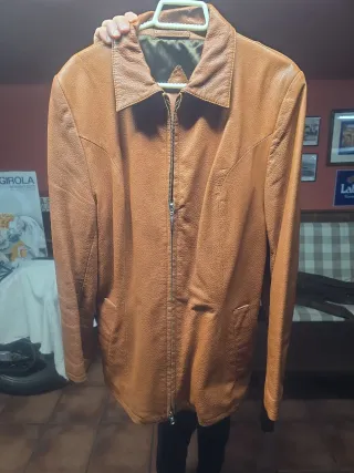 Chaqueta de cuero mujer marrón