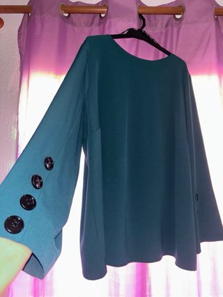 Blusa azul verdoso manga larga