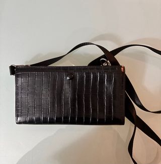 Portafoglio tracolla Zara ecopelle nero