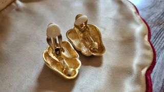 Orecchini clip vintage oro e blu anni '80