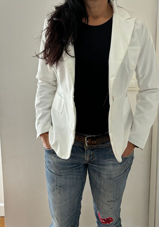 Chaqueta americana blanca mujer, talla M. NUEVA
