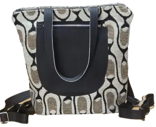 Bolso artesanal beige y negro