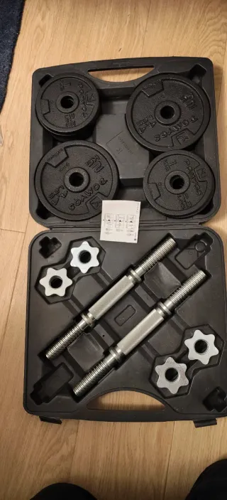 Valigetta con manubri regolabili e dischi