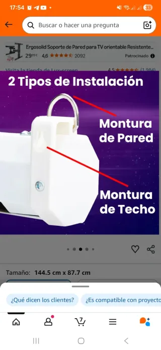 Pantalla Proyeccion Manual 2x2m