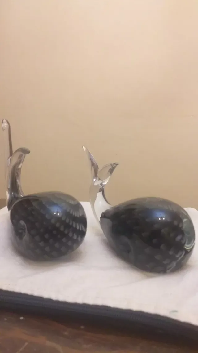 Par de Baleias de Cristal Murano