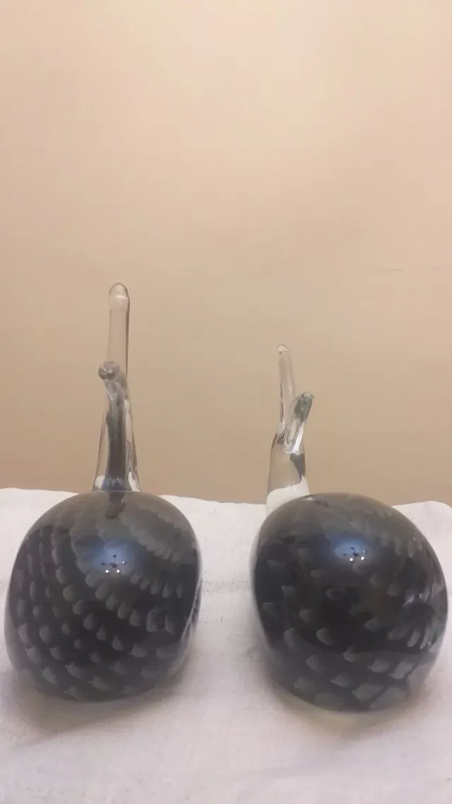Par de Baleias de Cristal Murano