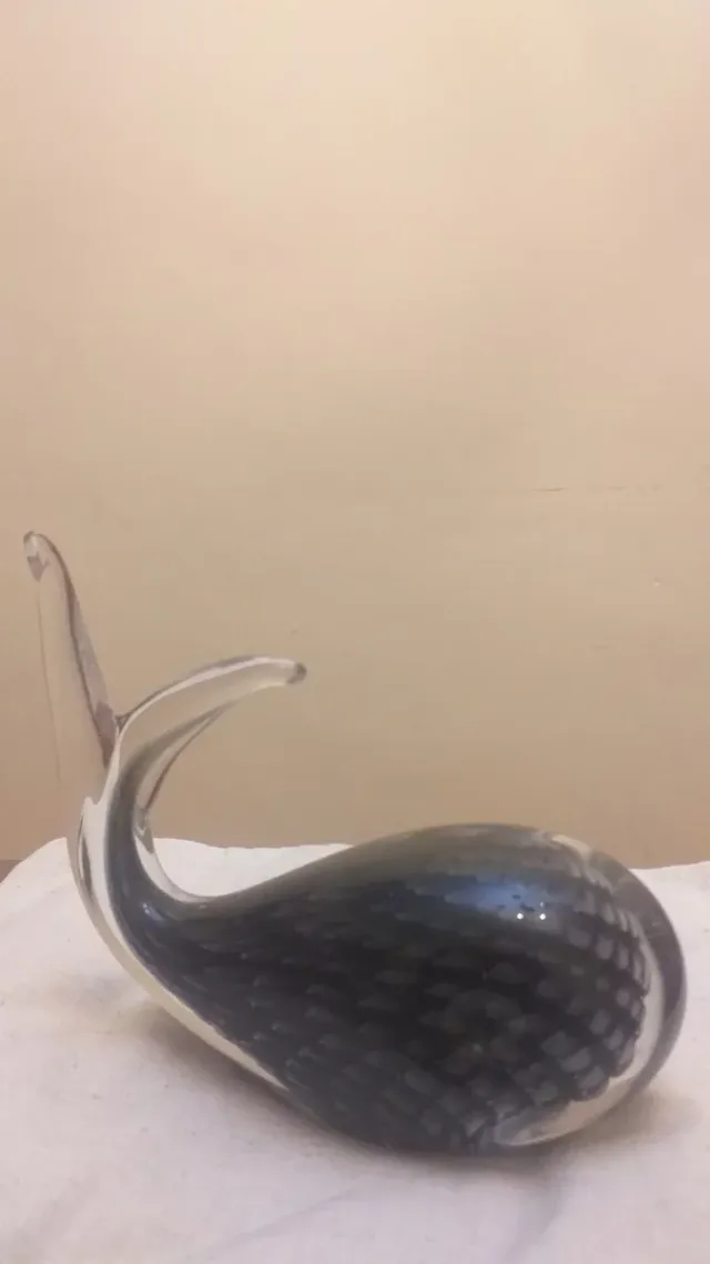 Par de Baleias de Cristal Murano