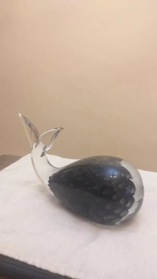 Par de Baleias de Cristal Murano