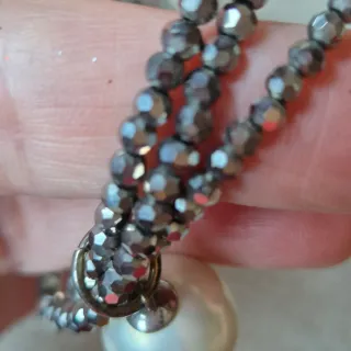 Gargantilla Perla Mallorca y Hematitas