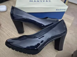 Zapatos de tacón charol azul mujer MARYPAZ