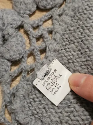 Poncho di lana grigio