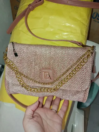 Bolso Don Algodón rosa y dorado