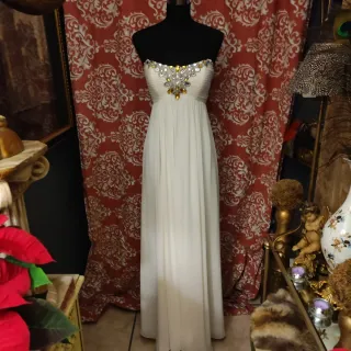 Vestido Ceremonia Civil T40 Blanco y Dorado