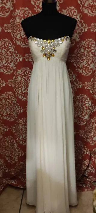 Vestido Ceremonia Civil T40 Blanco y Dorado