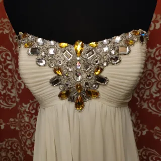 Vestido Ceremonia Civil T40 Blanco y Dorado