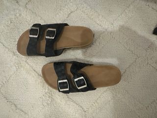 Sandalias de esparto negras y beige