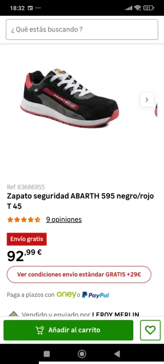 Zapatos Seguridad Abarth 595 S3 Talla 44 43