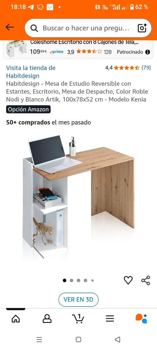Escritorio moderno reversible blanco y roble
