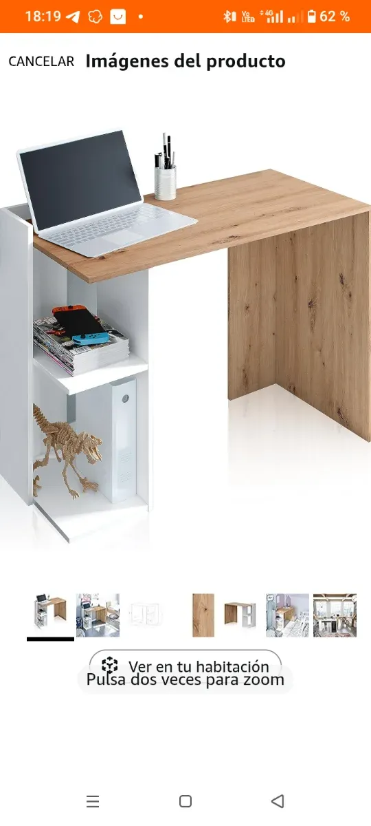 Escritorio moderno reversible blanco y roble