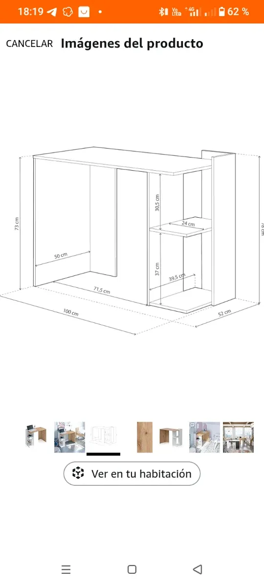 Escritorio moderno reversible blanco y roble