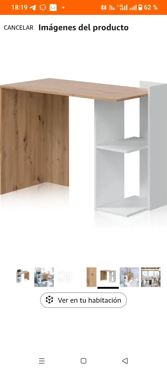 Escritorio moderno reversible blanco y roble