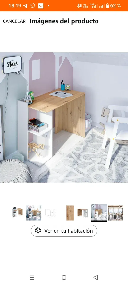 Escritorio moderno reversible blanco y roble