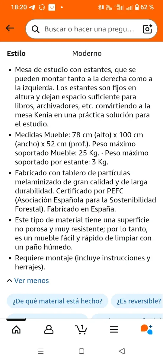 Escritorio moderno reversible blanco y roble