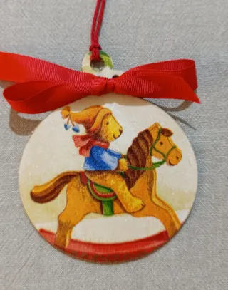 Adorno Navidad Caballito Balancín Madera