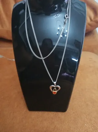 Cadena larga plata con colgante corazón