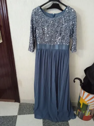 Vestido largo lentejuelas azul
