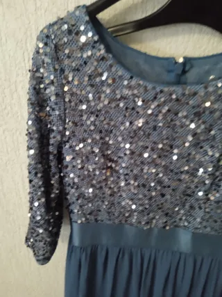 Vestido largo lentejuelas azul