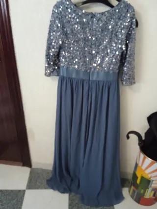 Vestido largo lentejuelas azul