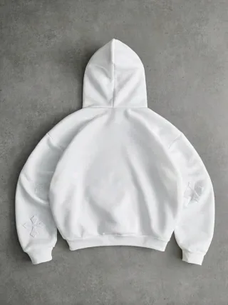 Sudadera Blanca con Cruces Bordadas