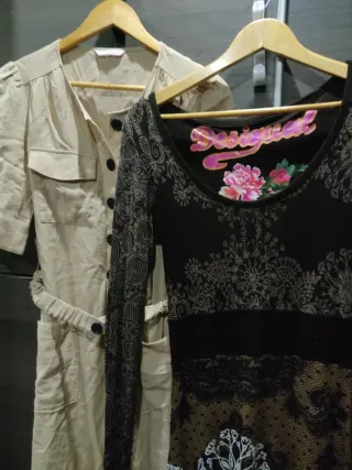 2 Vestidos sin estrenar beige y marrones con negro