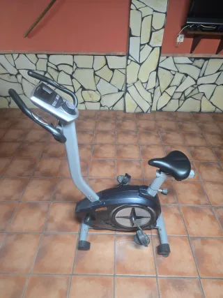 Bicicleta Estática Gris y Negra