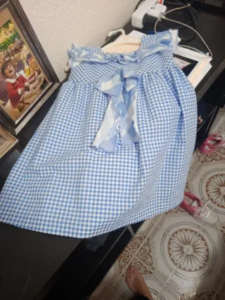 Vestido de niña cuadros azul
