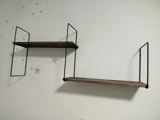 Estantería de pared 2 baldas madera y metal