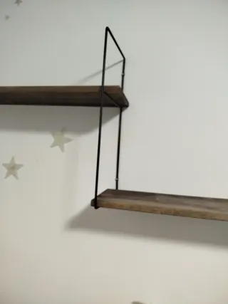 Estantería de pared 2 baldas madera y metal