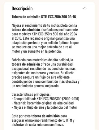 Tobera KTM EXC 250/300 04-16